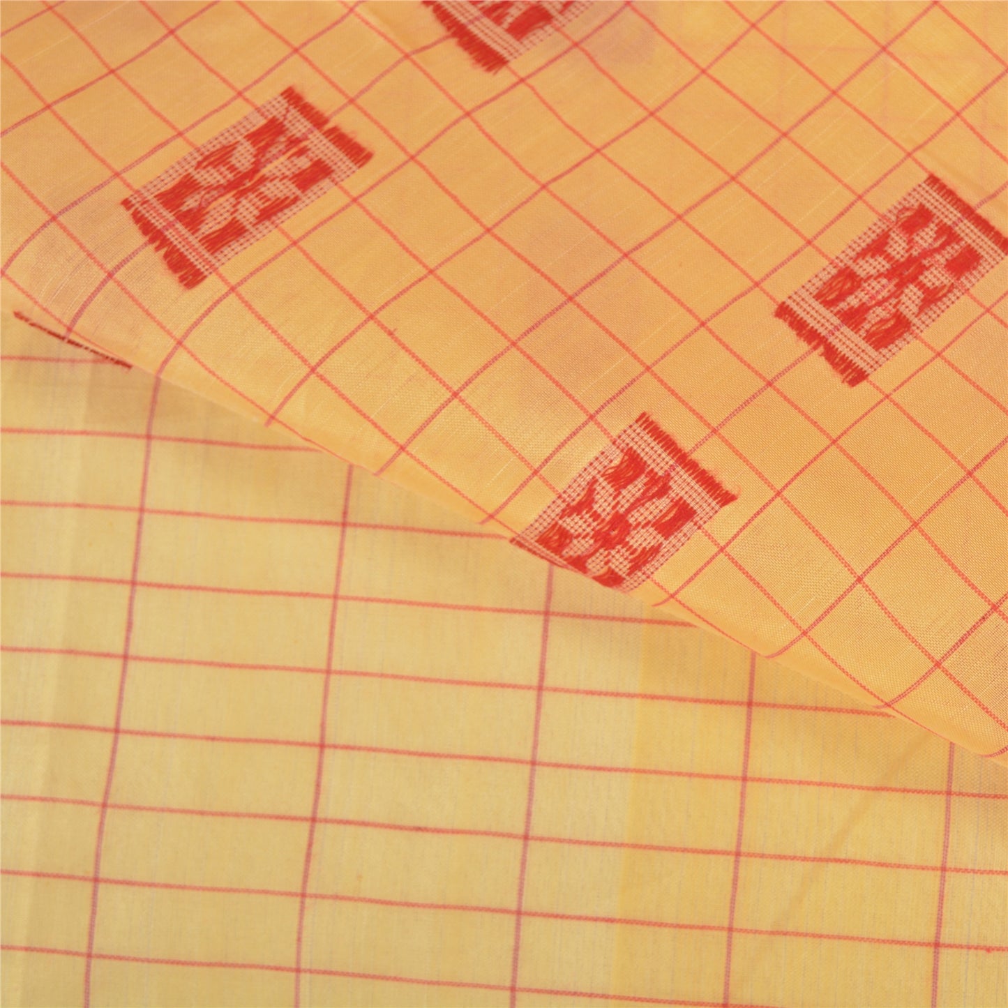 Sanskriti Vintage Cream Sarees Blend Silk Hand-Woven Sari Craft 5 Yard Sustainable Fabric