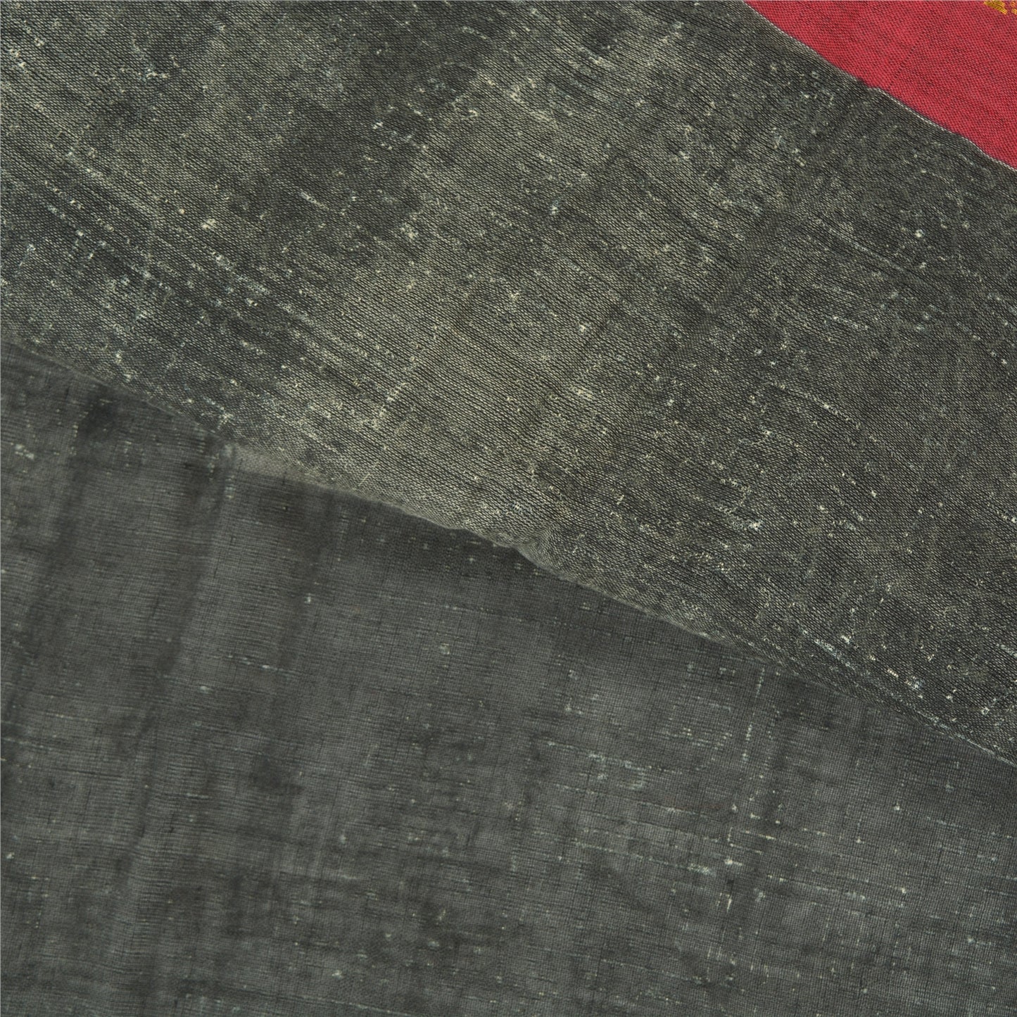 Sanskriti Vintage Black Sarees Pure Cotton Hand Block Print Premium Sari Sustainable Fabric