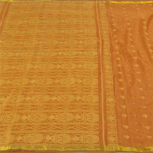Sanskriti Vintage Yellow Indian Sarees Art Silk Hand-Woven Sari Craft Sustainable Fabric