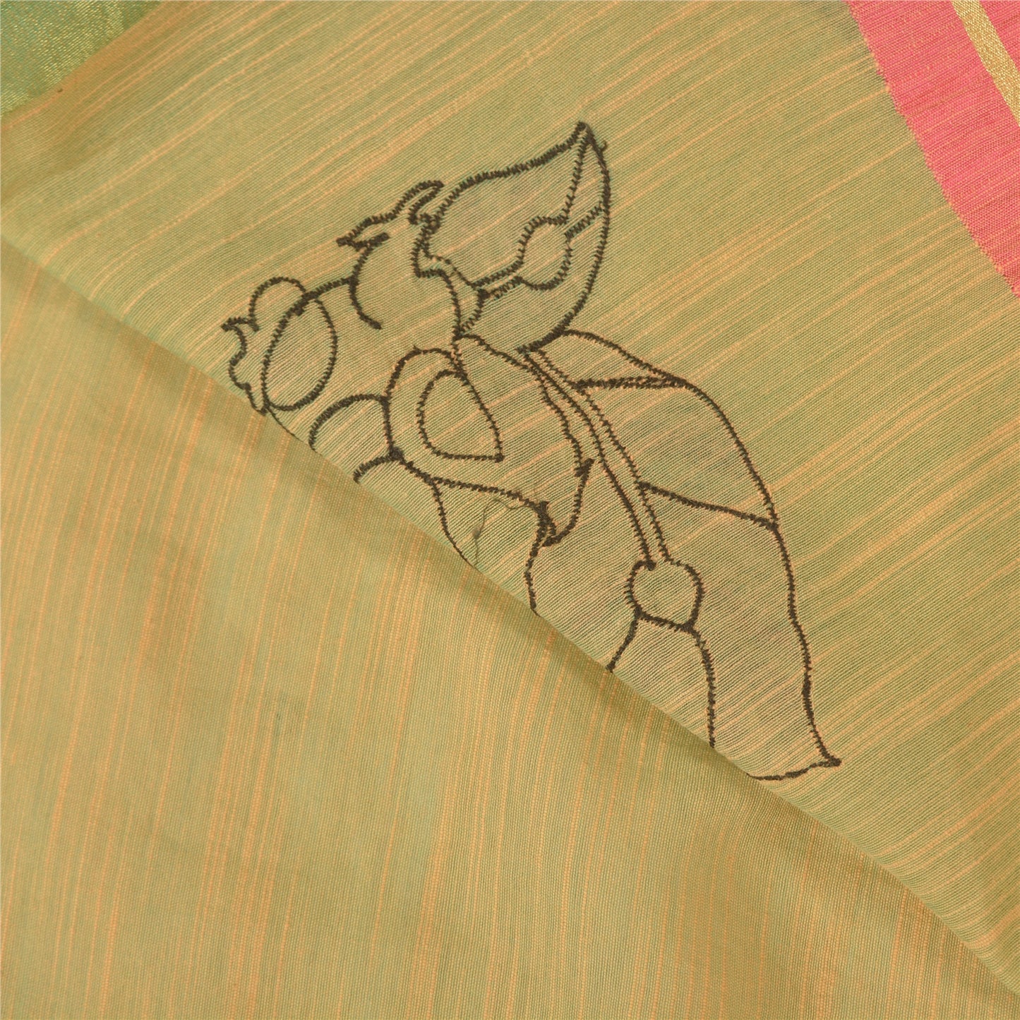 Sanskriti Vintage Peach Sarees Pure Silk Woven Patch Work Premium Sari Sustainable Fabric