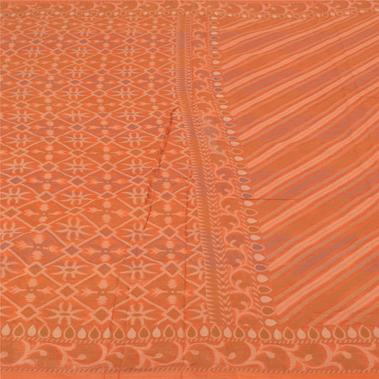 Sanskriti Vintage Peach Sarees 100% Pure Silk Woven Premium Sari Craft Sustainable Fabric