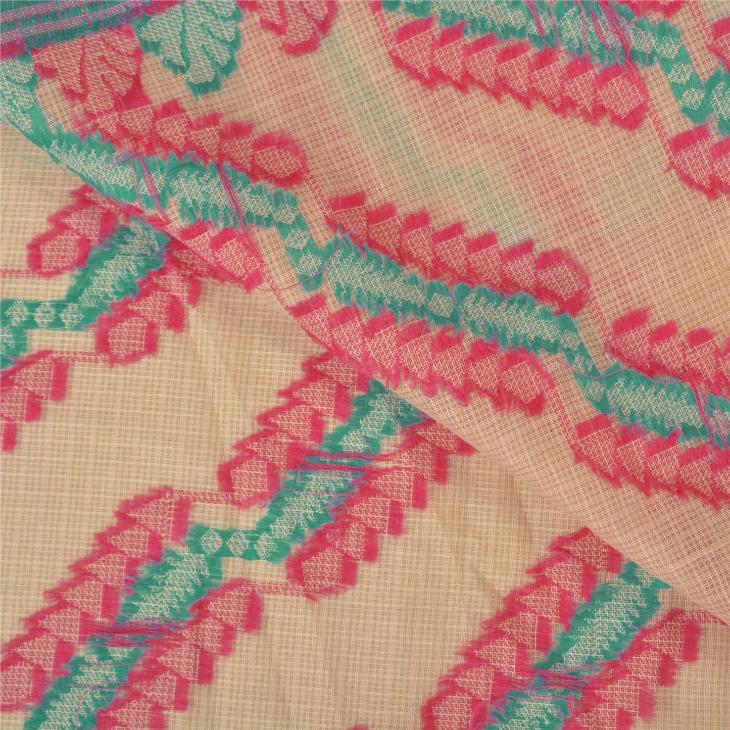 Sanskriti Vintage Peach Sarees Blend Silk Peach Woven Kota Doria Sari Sustainable Fabric