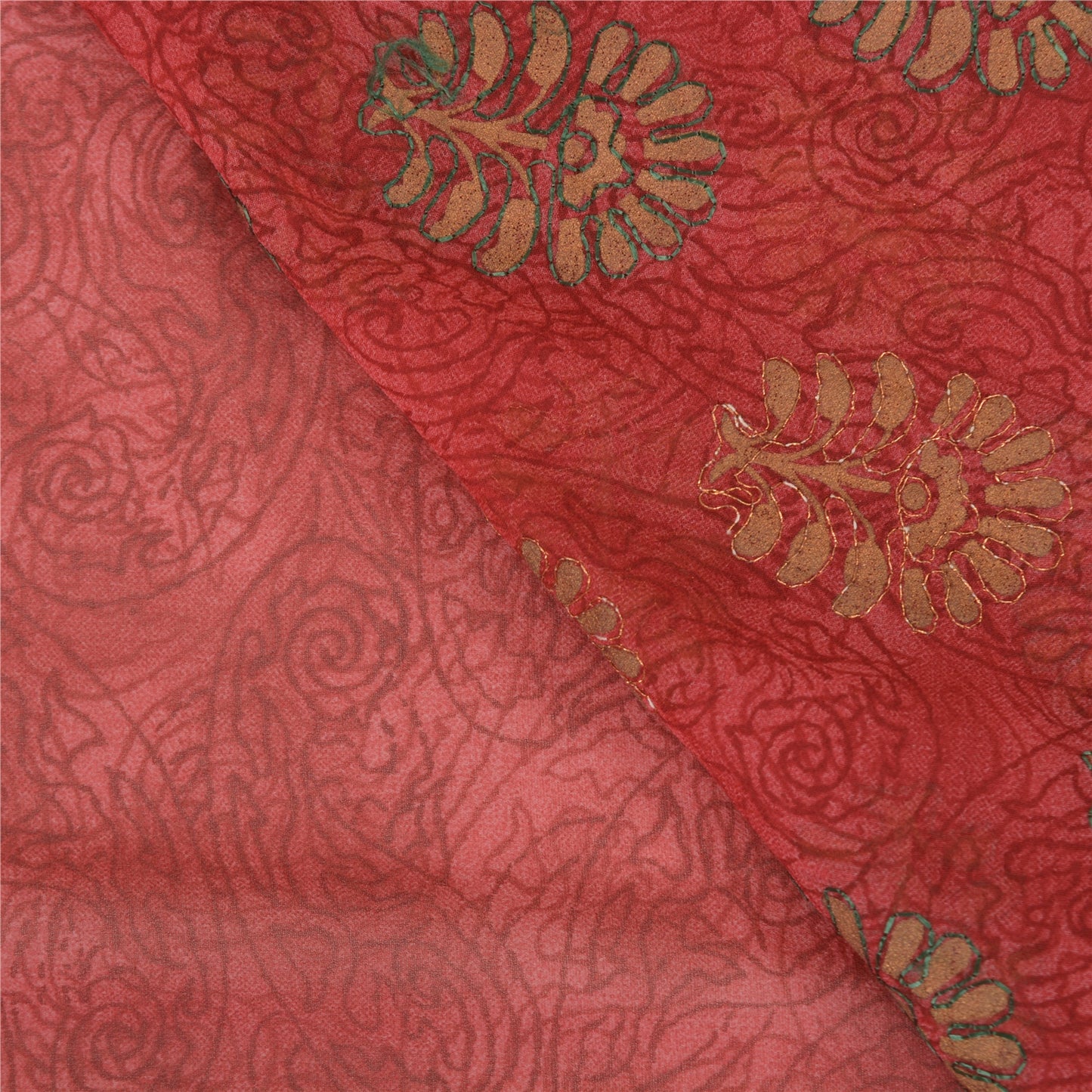 Sanskriti Vintage Sarees Georgette Hand Embroidered Premium Sari Sustainable Fabric