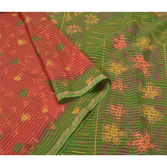 Sanskriti Vintage Dark Red Sarees Art Silk Hand Beaded Premium Sari Craft Sustainable Fabric