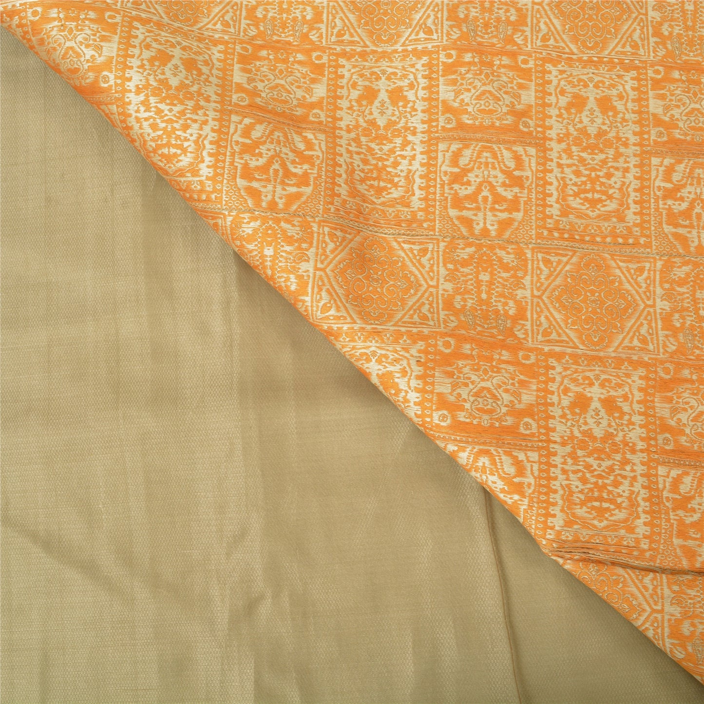 Sanskriti Vintage Pale Cream Sarees Pure Silk Woven Premium Sari Craft Sustainable Fabric