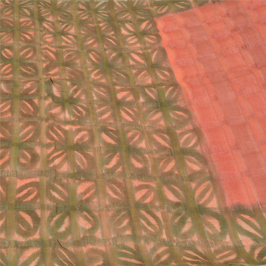 Sanskriti Vintage Pink India Sarees Pure Silk Printed Woven Premium Sari Sustainable Fabric