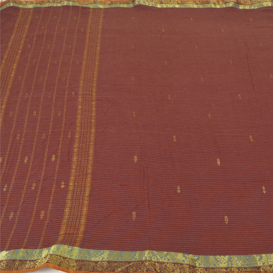 Sanskriti Vintage Dark Red Sarees Pure Cotton Woven Ilkal Premium Sari Sustainable Fabric