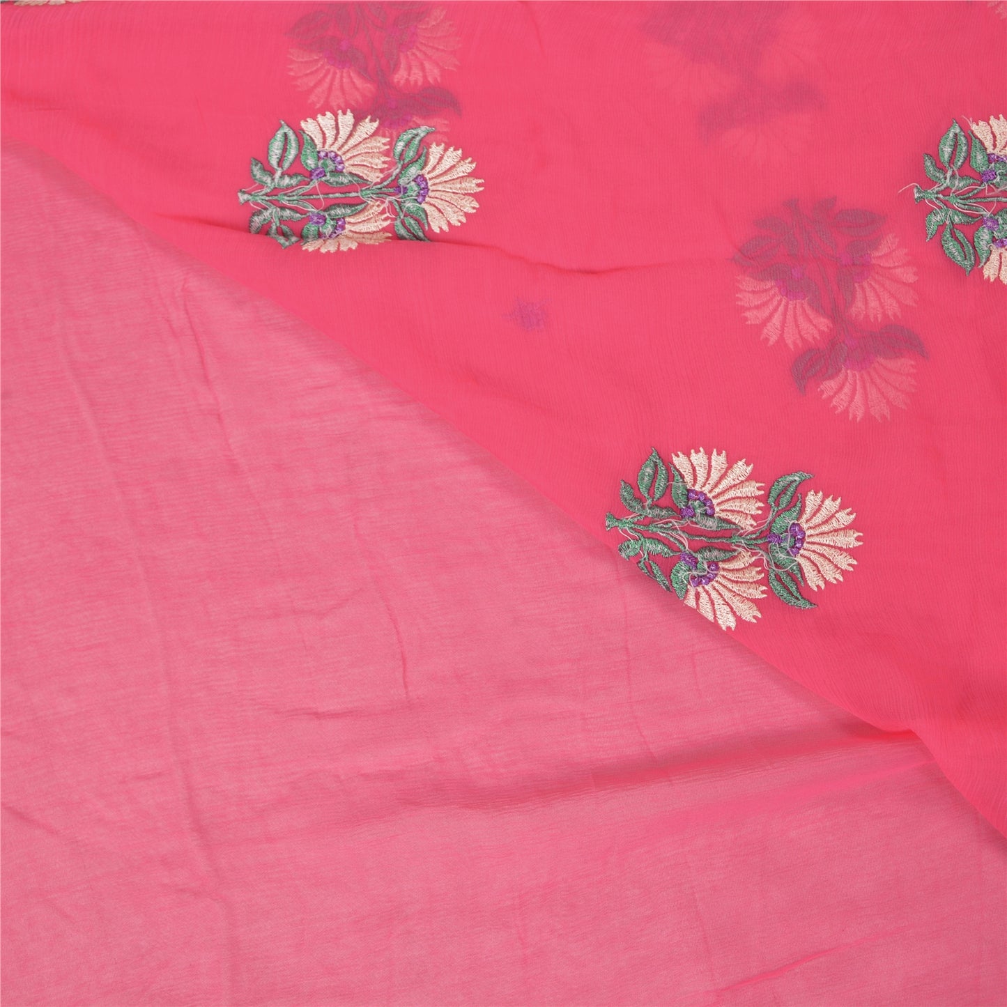 Sanskriti Vintage Pink Sarees Blend Georgette Embroidered Premium Sari Sustainable Fabric