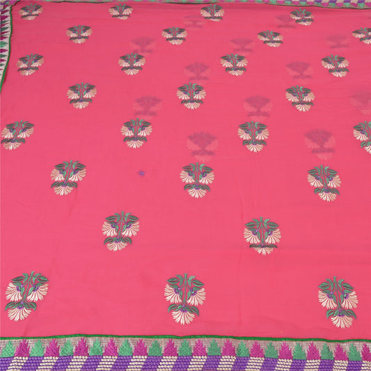 Sanskriti Vintage Pink Sarees Blend Georgette Embroidered Premium Sari Sustainable Fabric