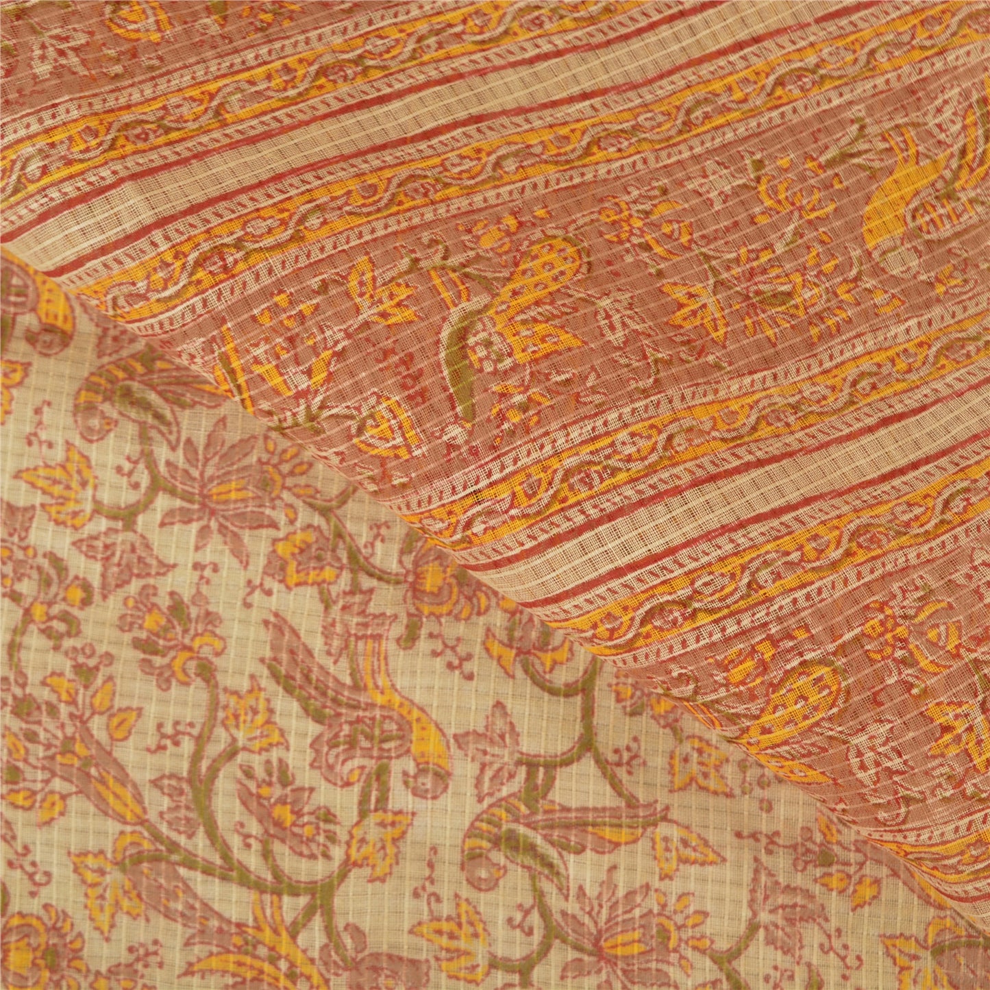 Sanskriti Vintage Green Sarees 100% Pure Cotton Embroidered Printed Sari Sustainable Fabric