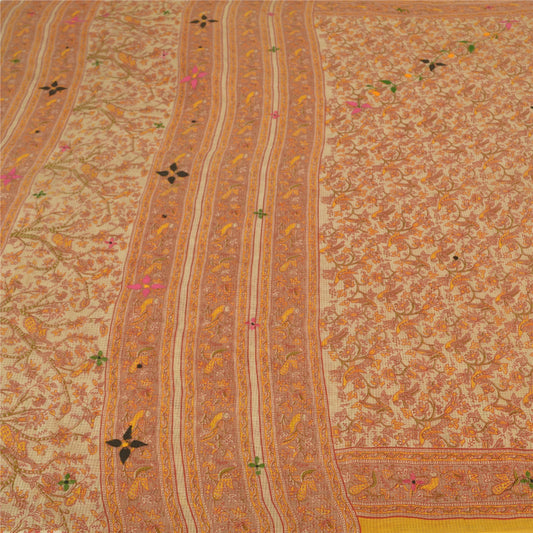 Sanskriti Vintage Green Sarees 100% Pure Cotton Embroidered Printed Sari Sustainable Fabric