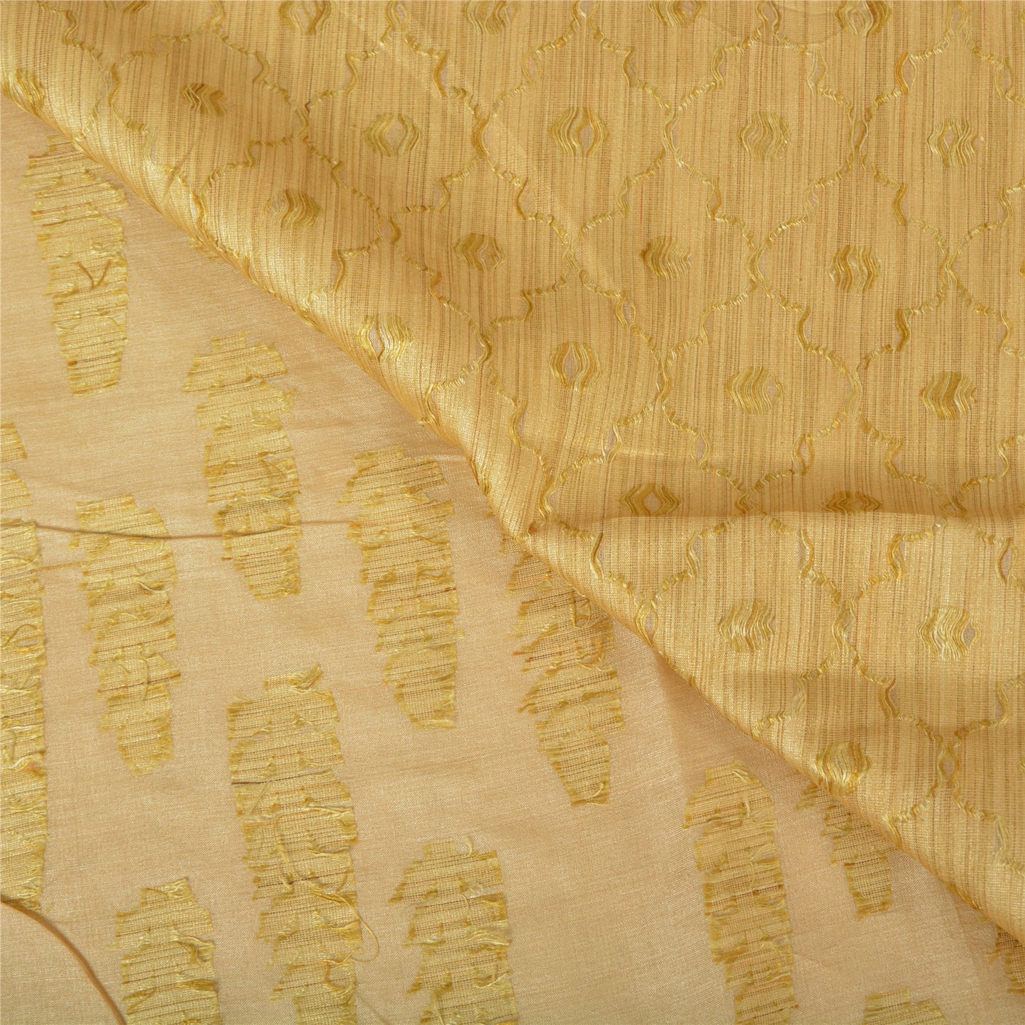 Sanskriti Vintage Cream Indian Sarees 100% Pure Silk Woven Sari Craft Sustainable Fabric