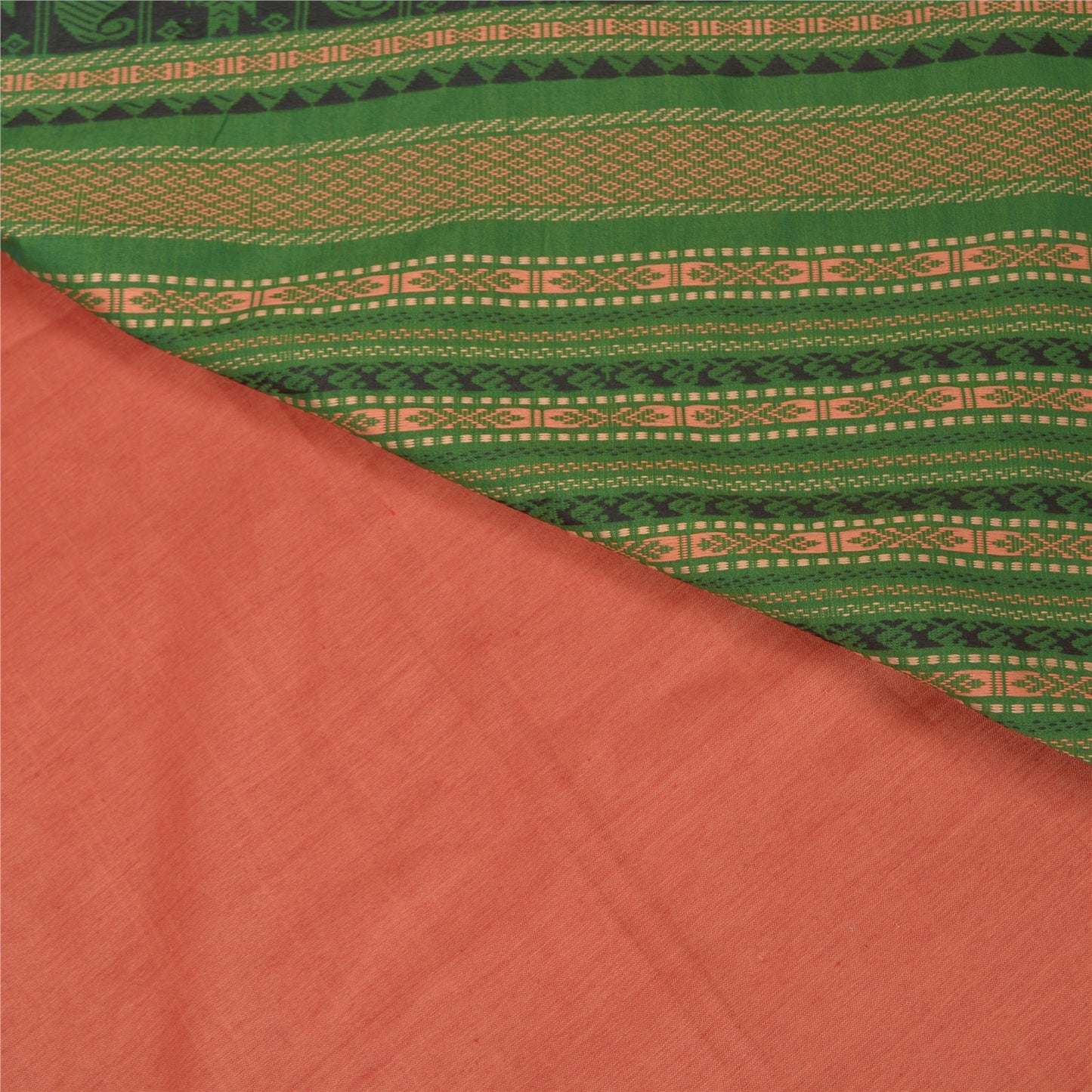 Sanskriti Vintage fersken indiske sarier blanding silkevævet premium sari håndværk bæredygtigt stof