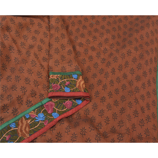 Sanskriti Vintage Brown Sarees Cotton Silk Embroidered Woven Premium Sari Sustainable Fabric