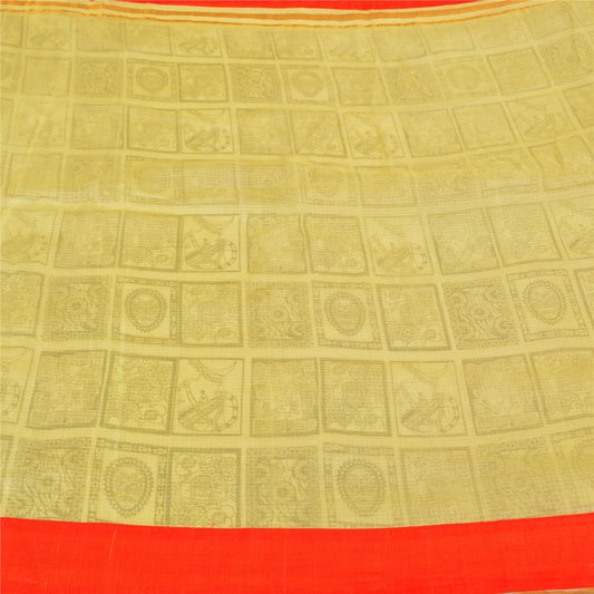 Sanskriti Vintage Green Sarees 100% Pure Silk Printed Woven Kota Sari Sustainable Fabric