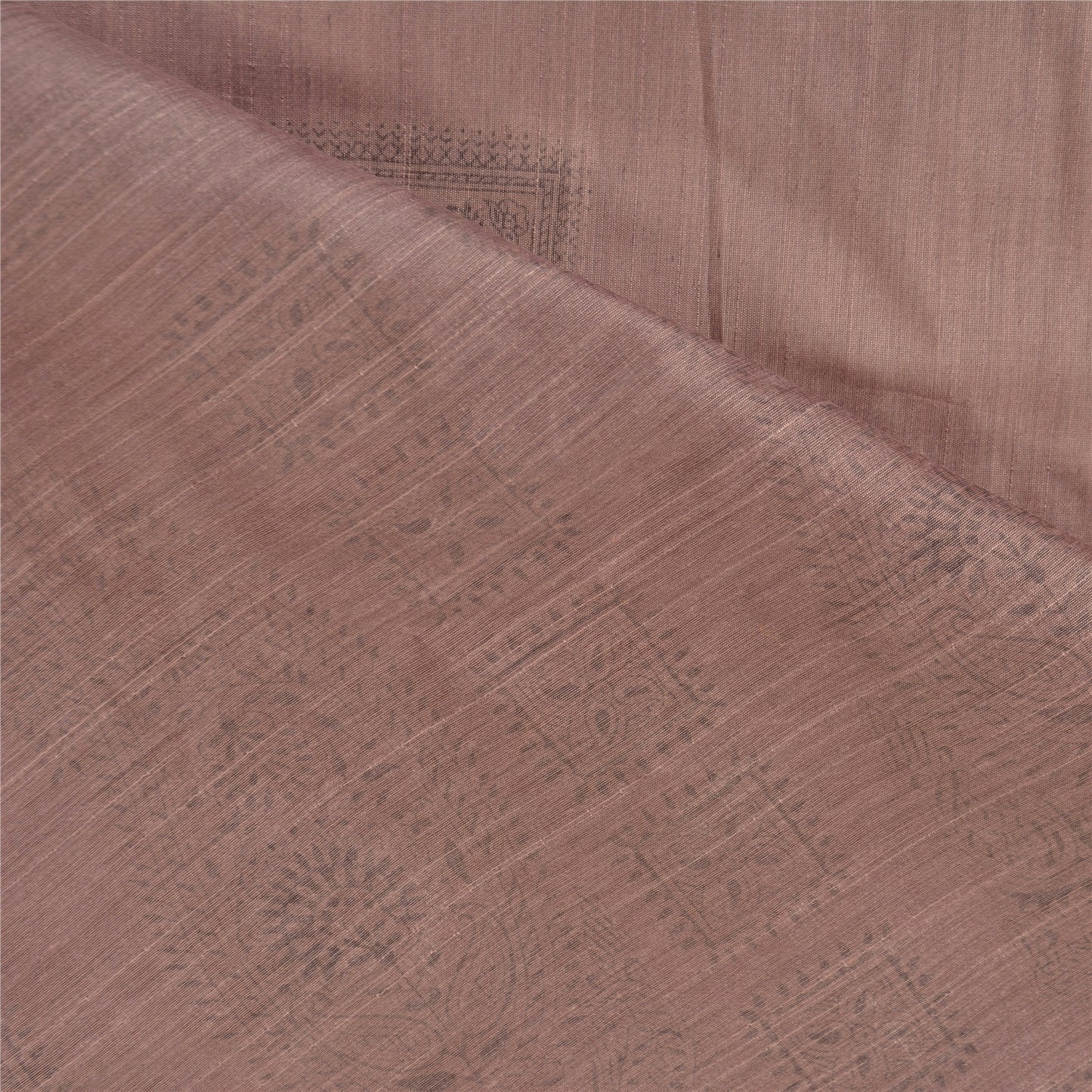 Sanskriti Vintage Rusty Purple Sarees Art Silk Block Printed Animal Sari Sustainable Fabric