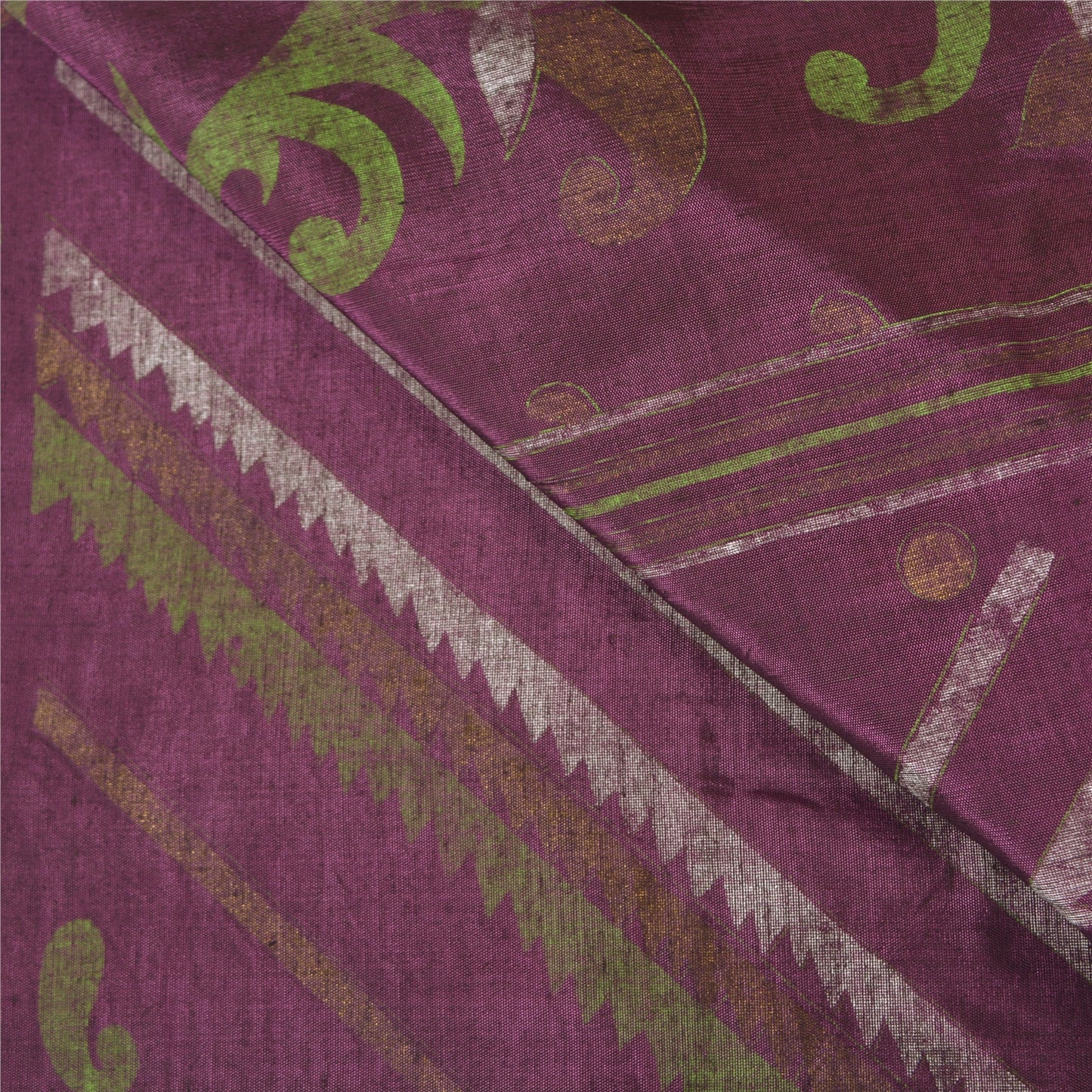 Sanskriti Vintage Dark Purple Sarees Blend Silk Painted Premium Sari Sustainable Fabric