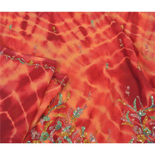 Load image into Gallery viewer, Sanskriti Vintage Dark Red Sarees Georgette Hand Beaded Leheria Sari Fabric
