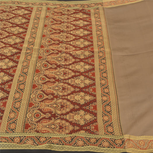 Sanskriti Vintage Brown Indian Sarees Art Silk Woven Premium Sari Craft Sustainable Fabric