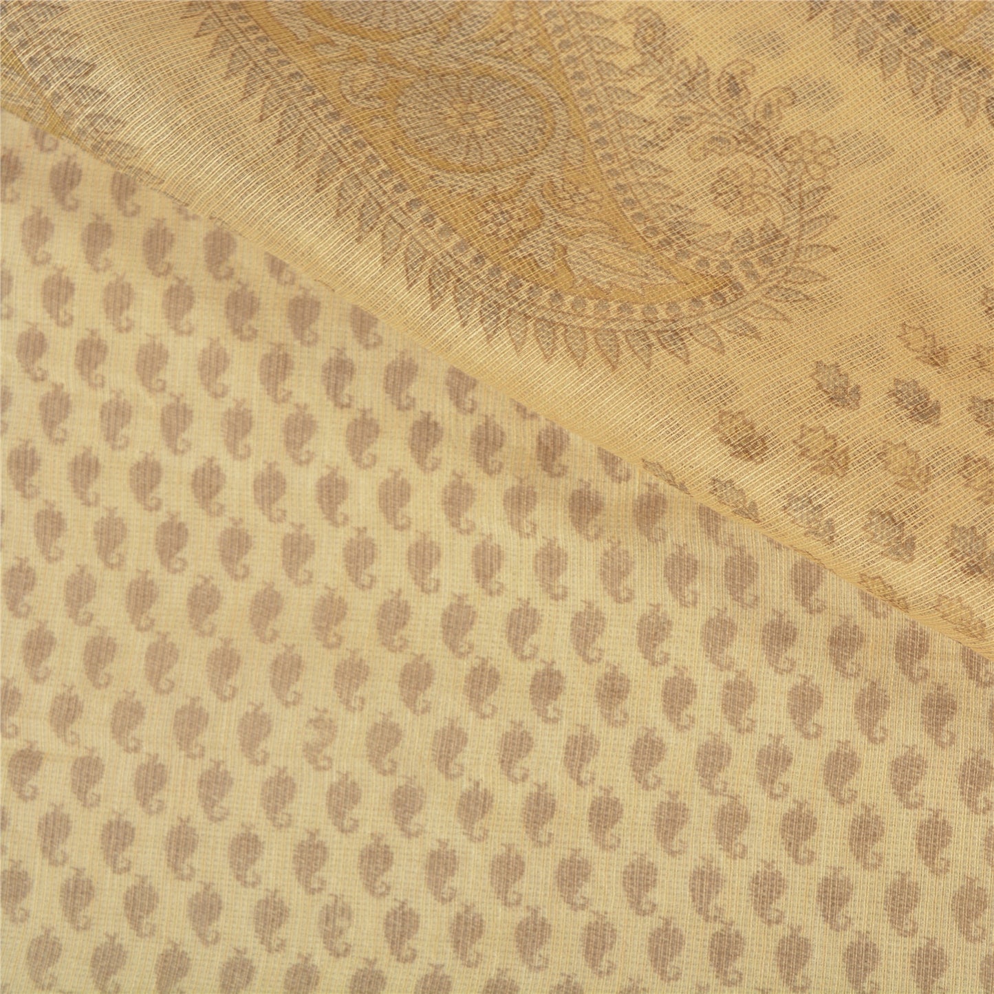 Sanskriti Vintage Ivory Sarees Cotton Silk Printed Woven Kota Sari Craft Sustainable Fabric