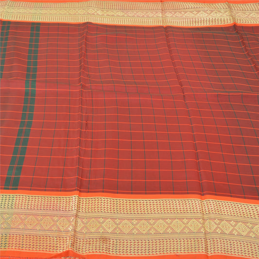 Sanskriti Vintage Dark Red Indian Sarees Blend Silk Woven Premium Sari Sustainable Fabric