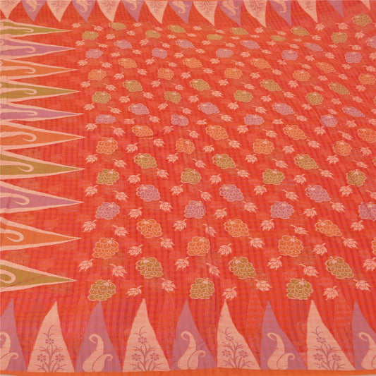 Sanskriti Vintage Pink Indian Sarees 100% Pure Silk Hand-Woven Sari Craft Sustainable Fabric