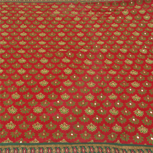 Sanskriti Vintage Indian Sarees Blend Georgette Embroidered Premium Sari Sustainable Fabric