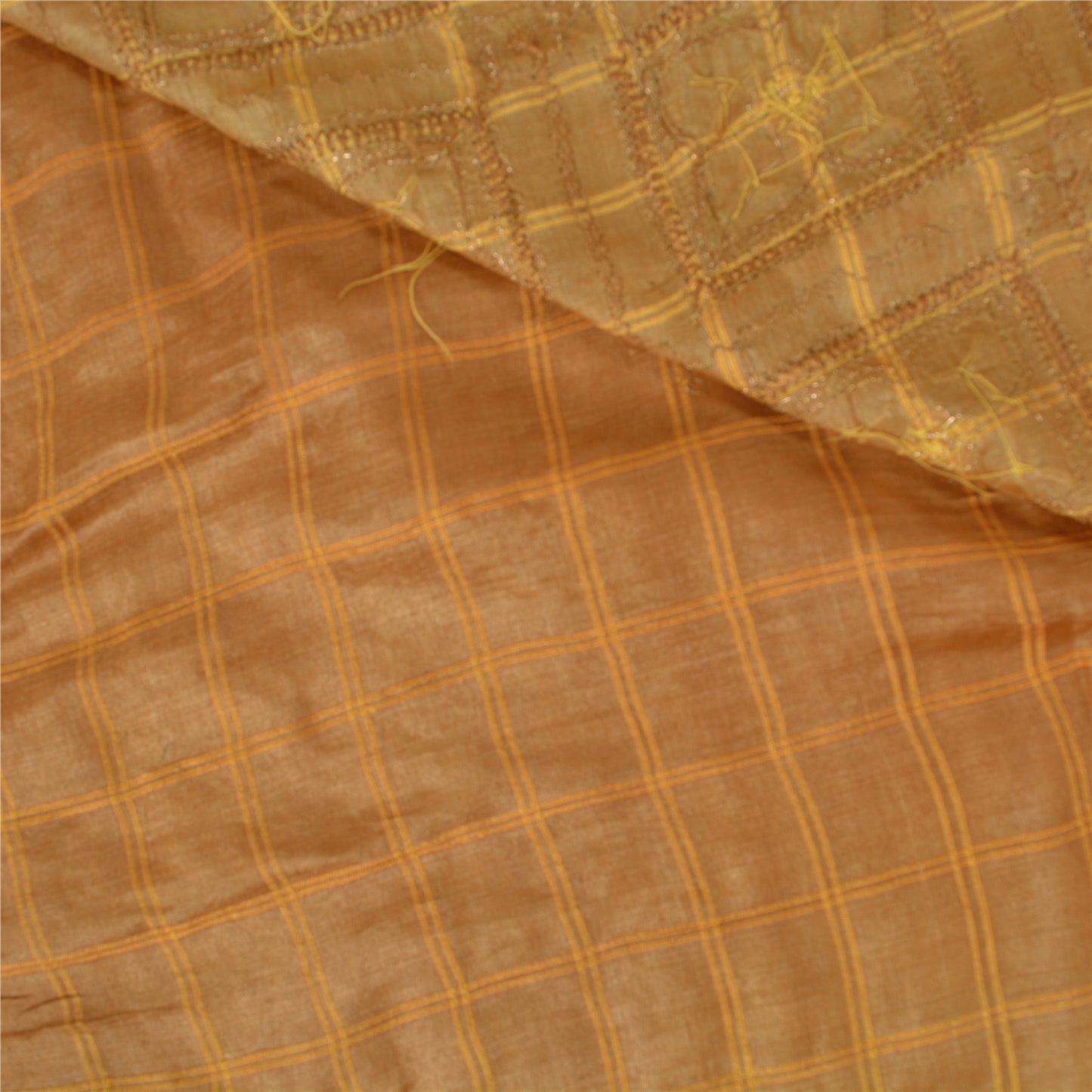 Sanskriti Vintage Brown Sarees Pure Silk Hand Beaded Woven Premium Sari Sustainable Fabric