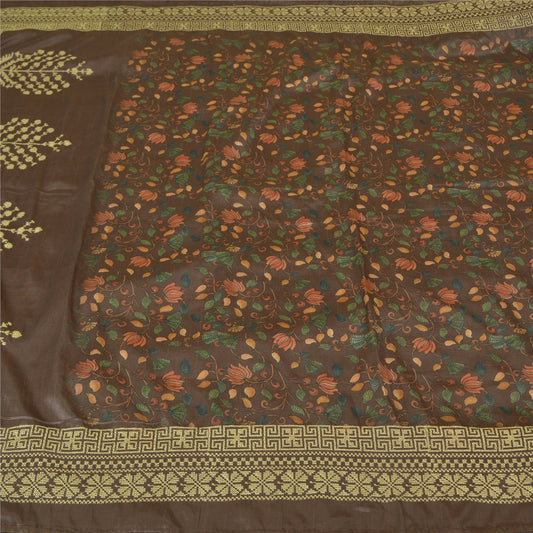 Sanskriti Vintage Brown Sarees Art Silk Sindhi Embroidered Premium Sari Sustainable Fabric