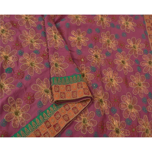 Sanskriti Vintage Bollywood Sarees Pure Georgette Silk Hand Beaded Sari Sustainable Fabric