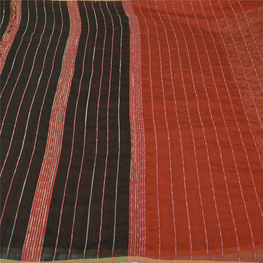 Sanskriti Vintage Orange Sarees Cotton Kalamkari Woven Premium Sari Sustainable Fabric