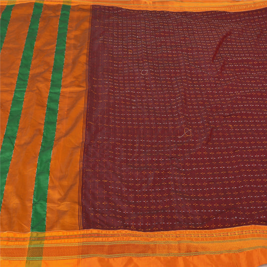 Sanskriti Vintage Sarees Art Silk Hand Embroidered Woven Premium Sari Sustainable Fabric