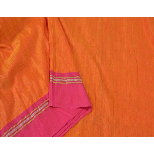 Sanskriti Vintage Orange Indian Sarees Art Silk Woven Premium Sari Craft Sustainable Fabric