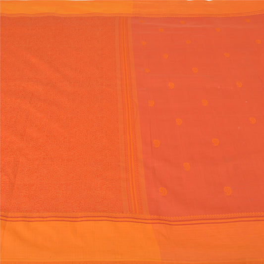 Sanskriti Vintage Orange Sarier Ren Silke Håndvævet Premium Sari Håndværksmæssigt Bæredygtigt Stoff