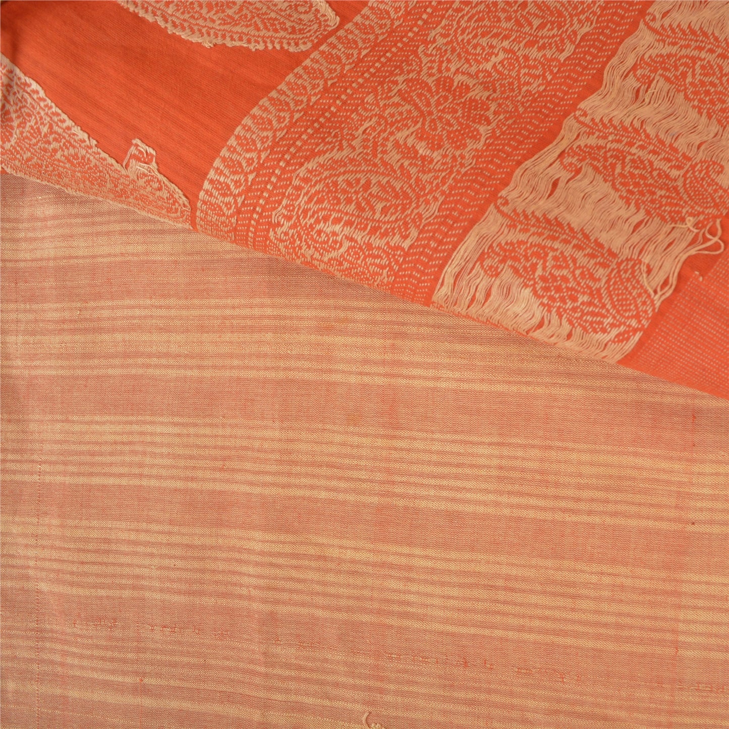Sanskriti Vintage Peach Sarees 100% ren bomuldsvævet premium sari håndværk bæredygtigt stof