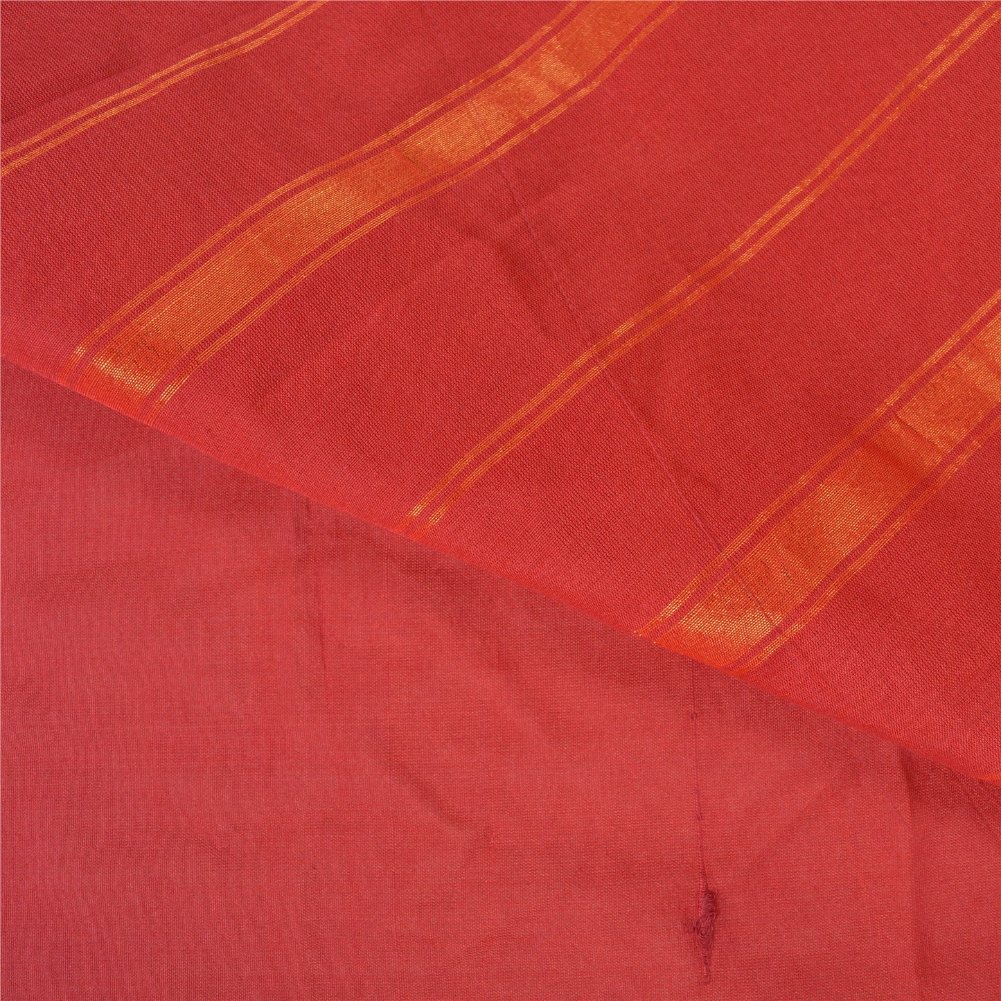 Sanskriti Vintage Sarees Indian Red Zari Woven Artificial Silk Sari Craft Sustainable Fabric