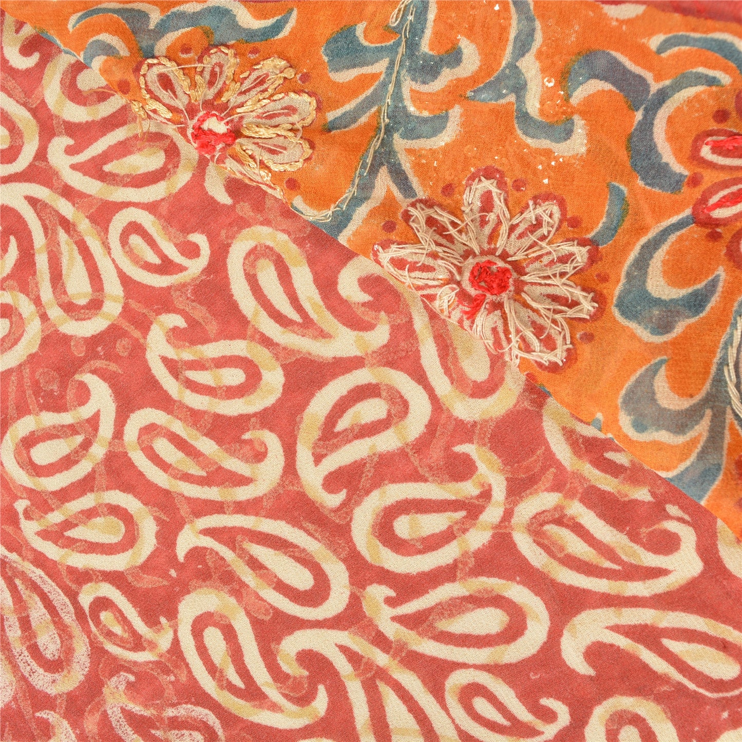 Сари из чистого шелка жоржет ручной работы из бисера на санскрите, сари из экологически чистой ткани