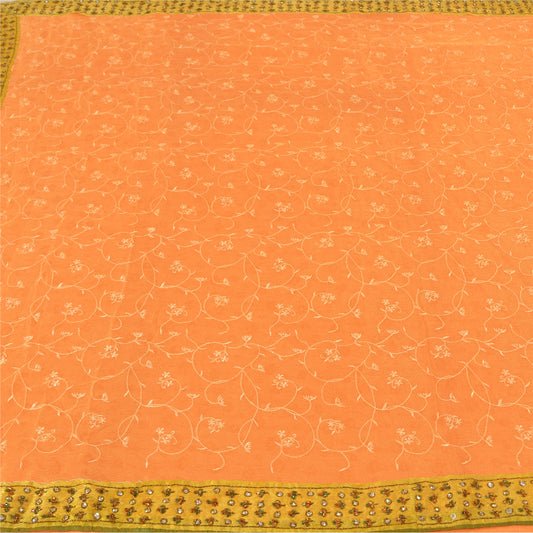 Sanskriti Vintage Bollywood Sarees Pure Georgette Silk Hand Beaded Sari Sustainable Fabric