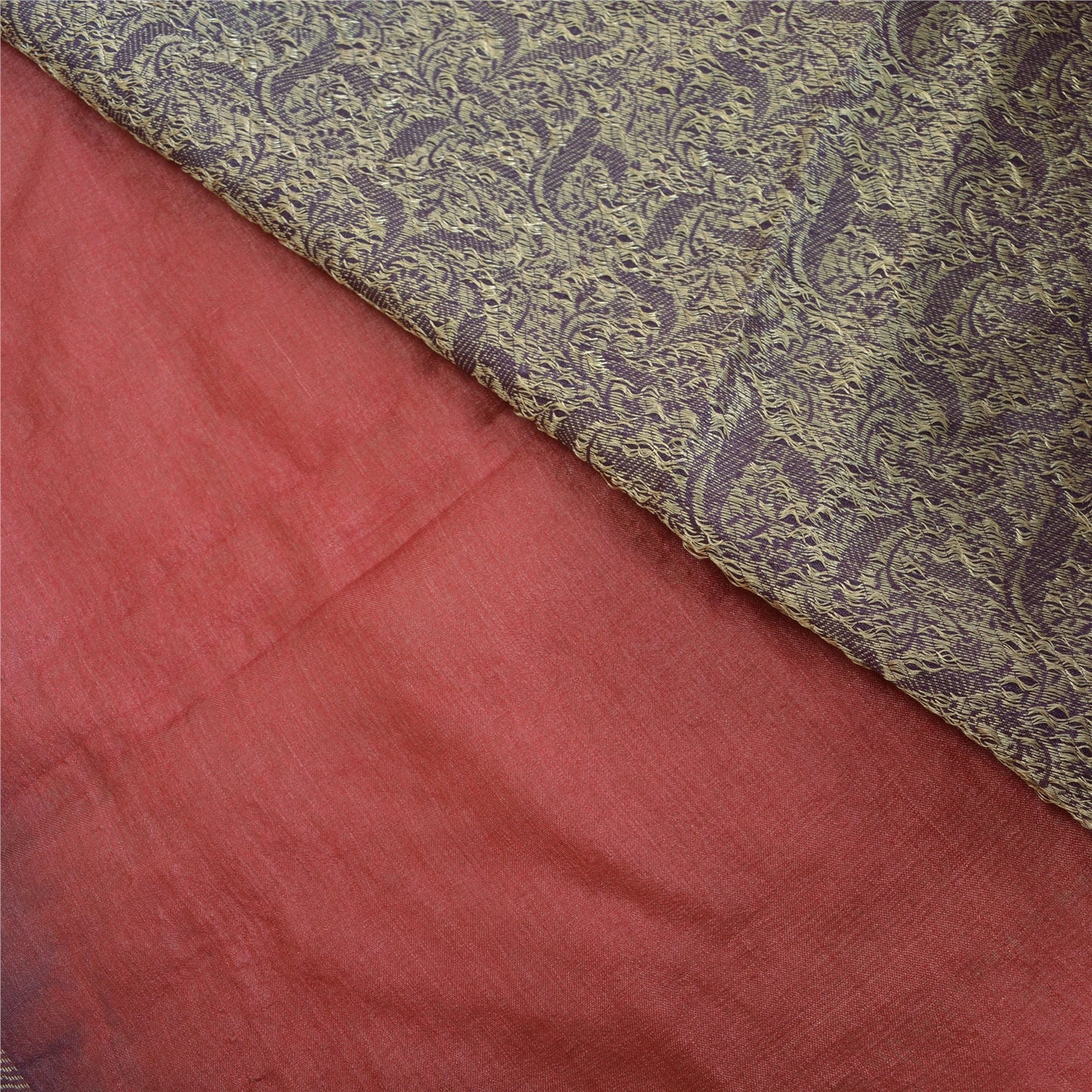 Sanskriti Vintage Purple Sarees Pure Silk Embroidered Woven Sari Craft Sustainable Fabric