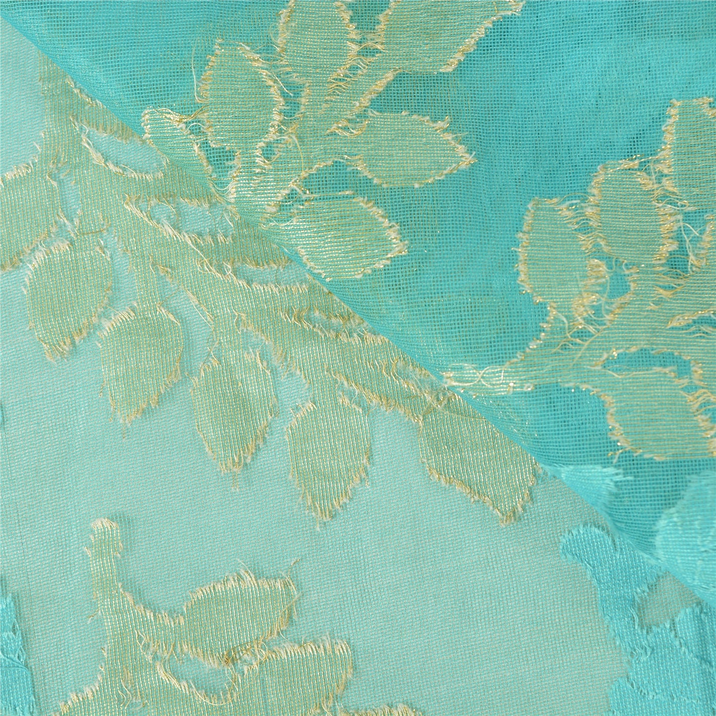 Sanskriti Vintage Blå Indiske Sarees Netvævet Sari 5 Yard Håndværksmæssigt Bæredygtigt Stoff