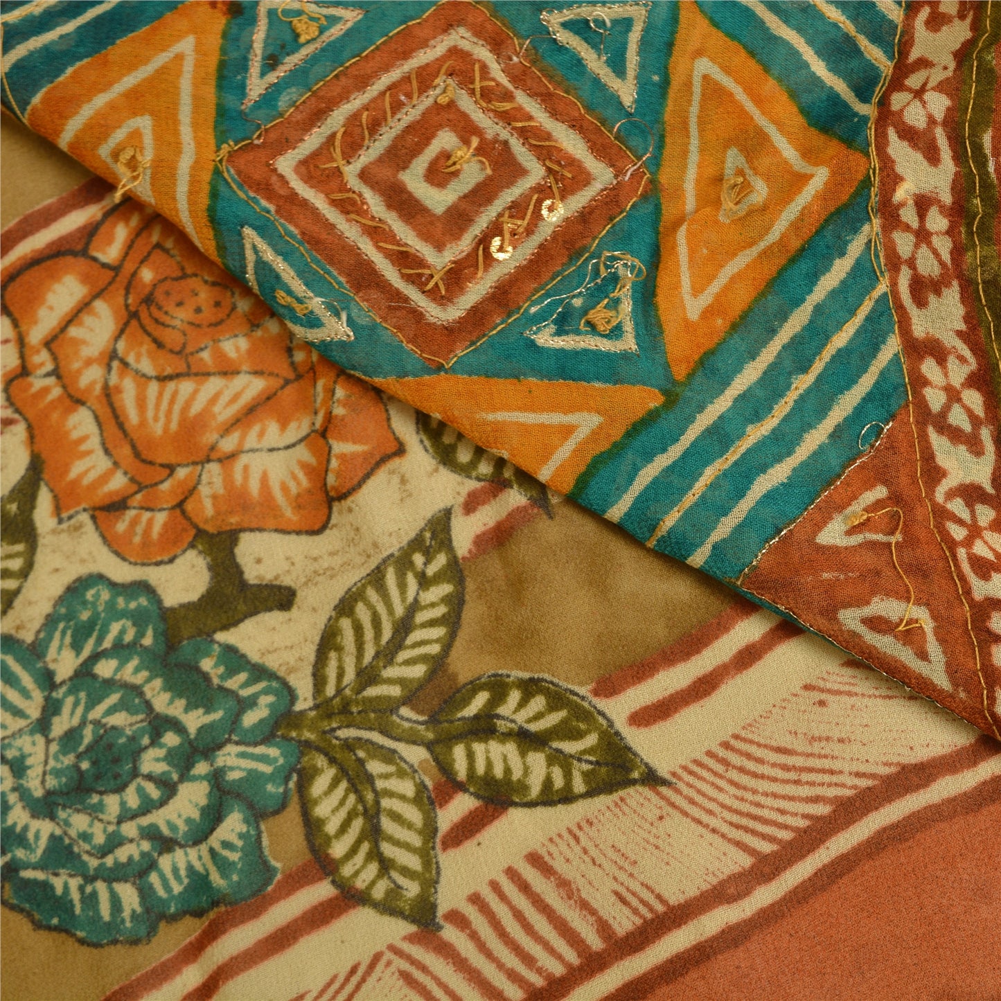 Sanskriti Vintage Bollywood Sarees Ren Georgette Silke Håndperlet Sari Bæredygtigt Stof