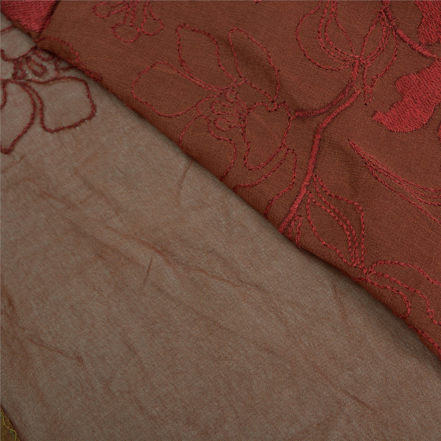 Sanskriti Vintage Brown Sarees Blend Georgette Embroidered Premium Sari Sustainable Fabric