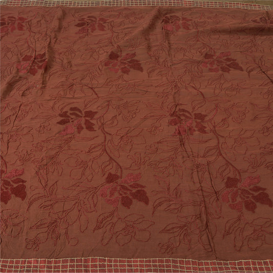 Sanskriti Vintage Brown Sarees Blend Georgette Embroidered Premium Sari Sustainable Fabric