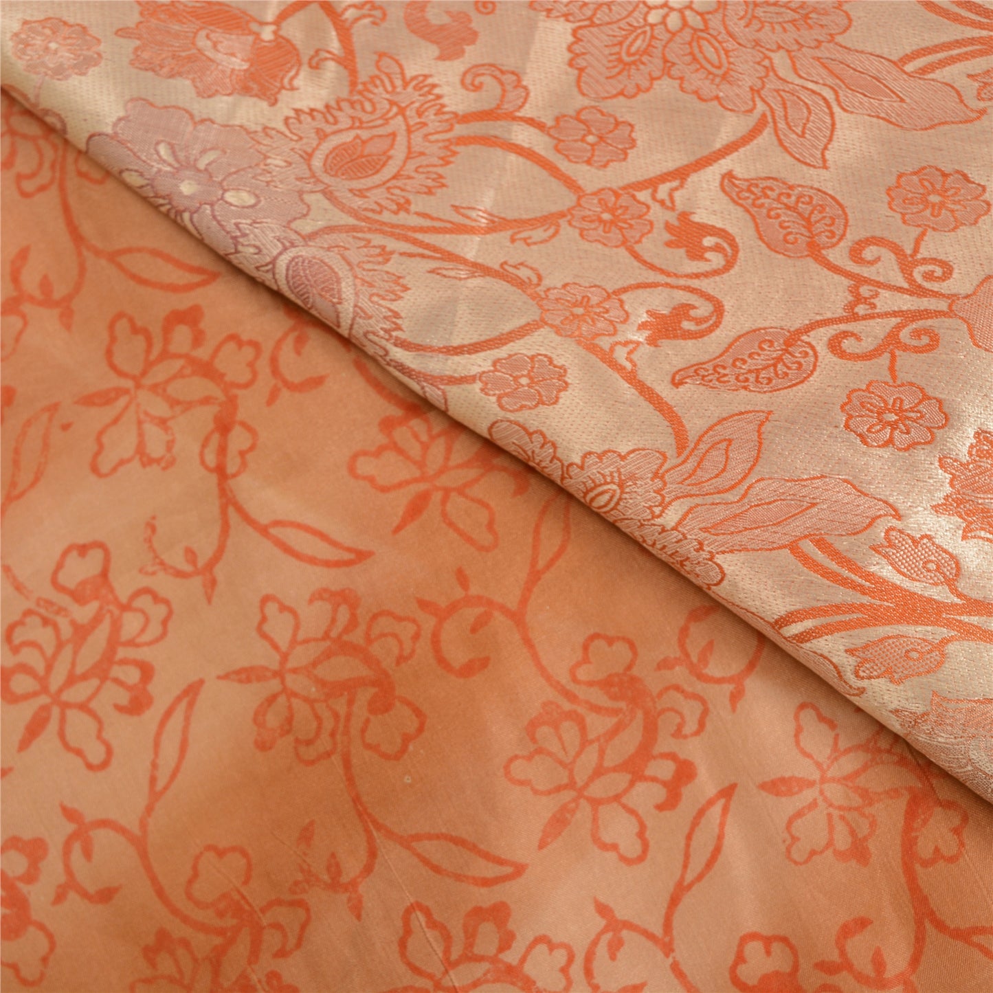 Sanskriti Vintage Orange Sarees 100% Pure Silk Woven Printed Sari Craft Sustainable Fabric