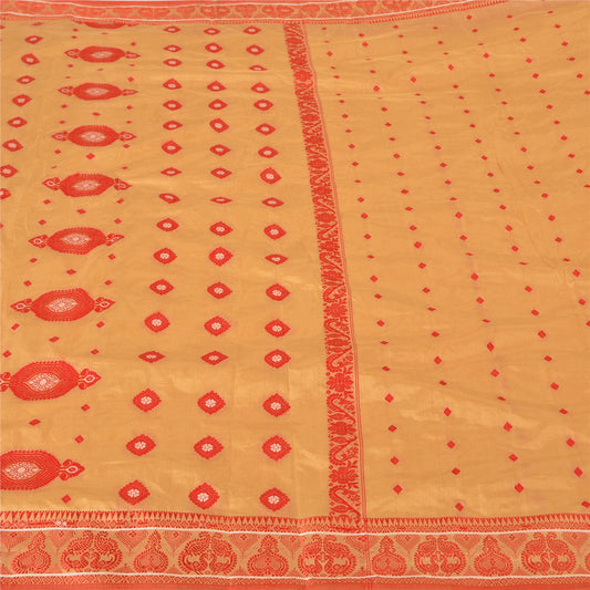 Sanskriti Vintage Indian Sarees Art Silk Woven Premium Sari Craft 5 Yard Sustainable Fabric