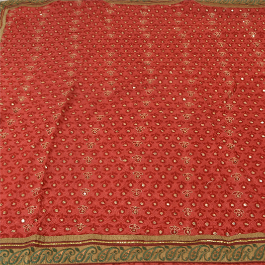 Sanskriti Vintage Bollywood Sarees Ren Georgette Silke Håndperlet Sari Bæredygtigt Stof