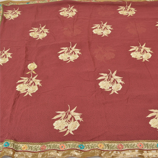 Sanskriti Vintage Pink Sarees Blend Georgette Embroidered Premium Sari Sustainable Fabric