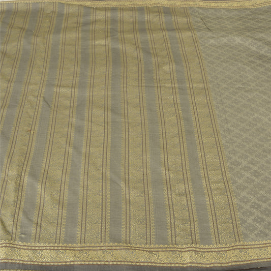 Sanskriti Vintage Grey Indian Sarees Art Silk Woven Premium Sari Craft Sustainable Fabric