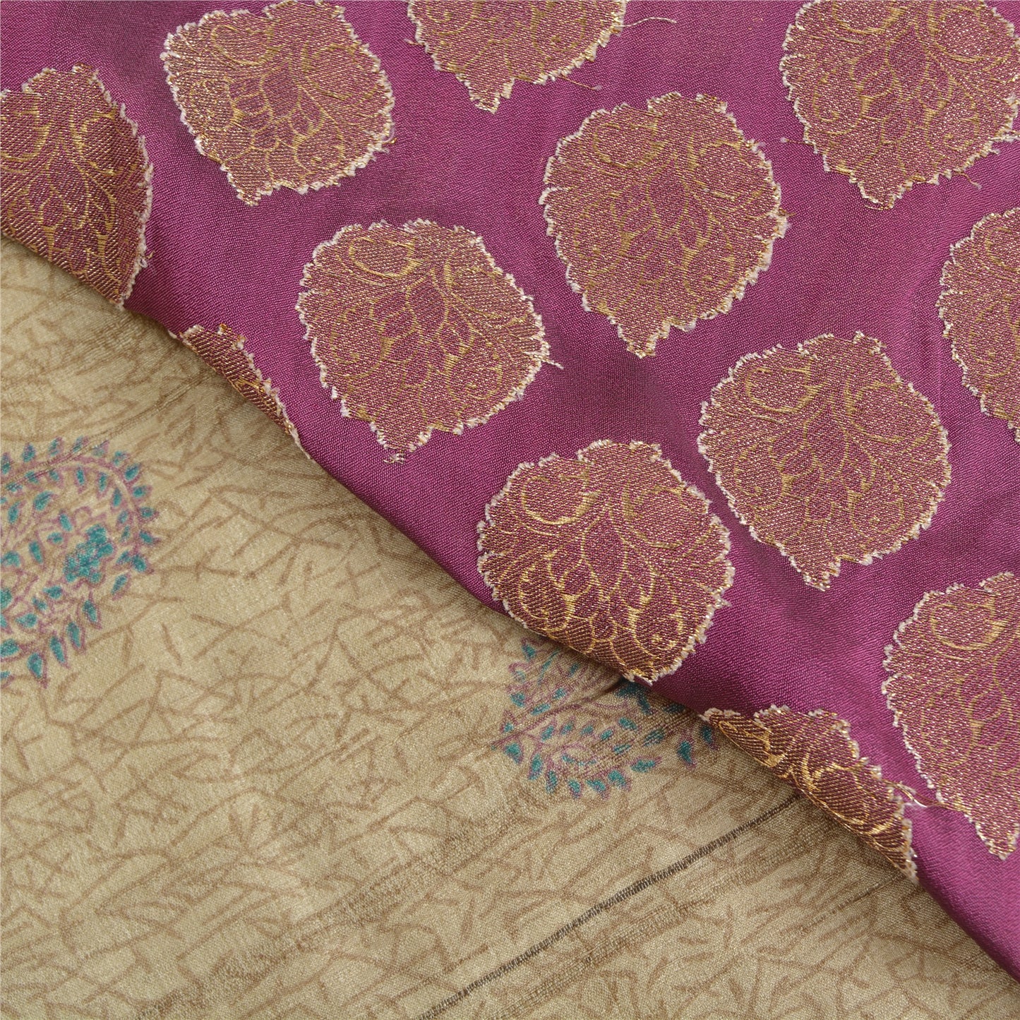 Sanskriti Vintage Ivory Sarees Pure Silk Woven Block Printed Premium Sari Sustainable Fabric