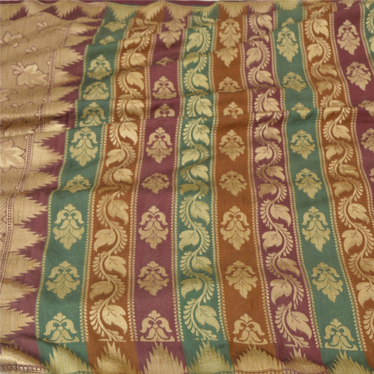 Sanskriti Vintage Indian Sarees Art Silk Woven Premium Sari Craft 5 Yard Sustainable Fabric